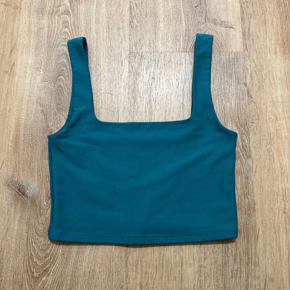 Abercrombie & Fitch | Women's Teal Blue Square Neck Crop Tank Top, Size XS